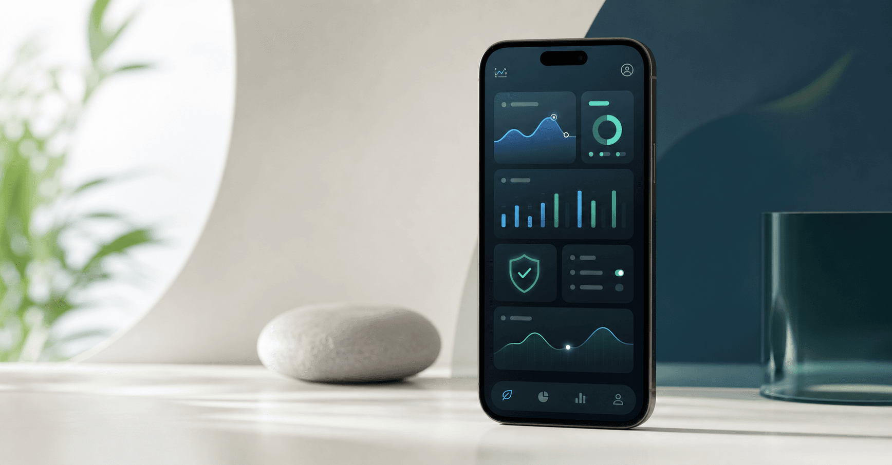 AI Wellbeing mobile app product visual